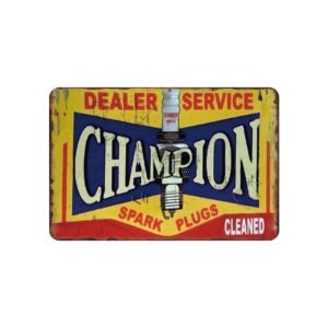 Champion Spark Plug Dealer Cleaned Sign